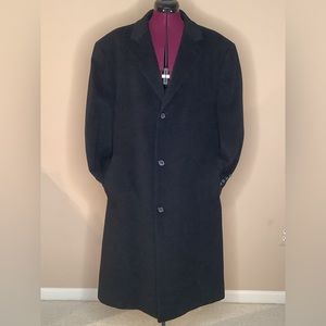 Men’s button down black wool overcoat XL